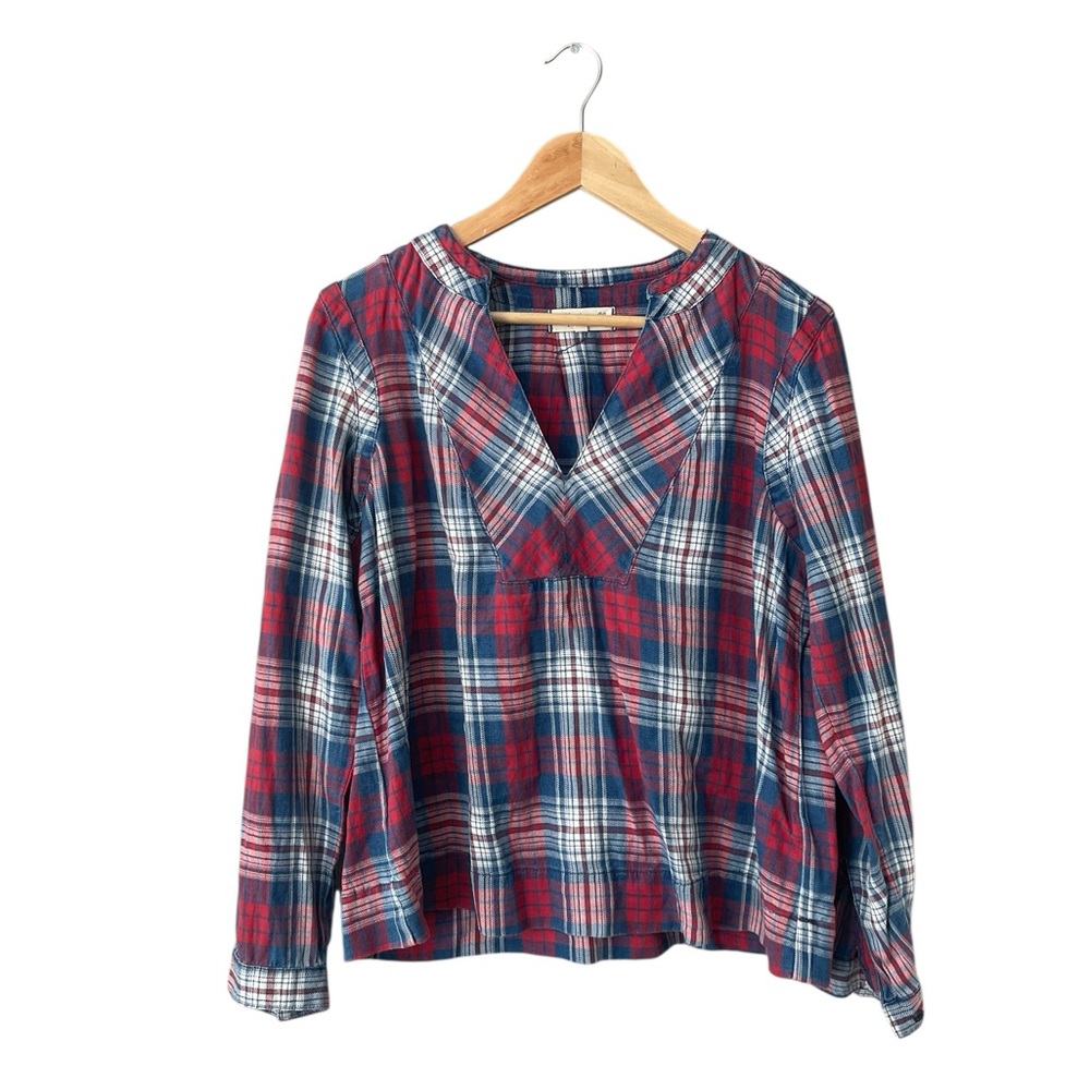 Madewell Plaid V-neck Top
